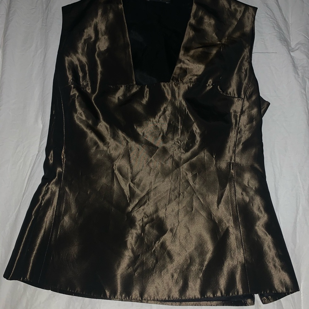 Vintage brown silk blouse and pants set